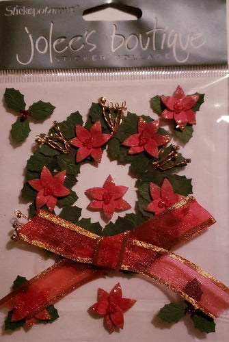 Jolee's Boutique Dimensional Sticker  - small pack - holly wreath