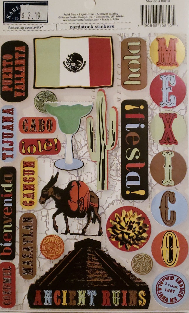 Karen Foster - cardstock stickers sheet - destinations Mexico