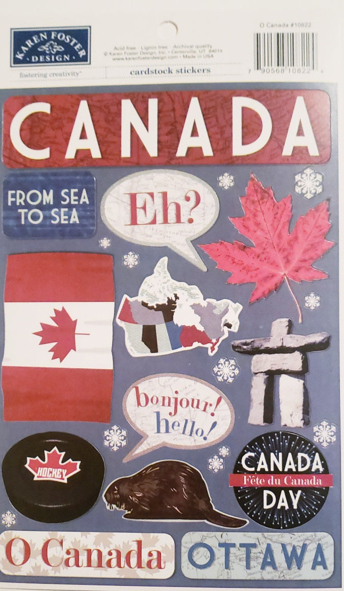 Karen Foster - cardstock stickers sheet - destinations Canada 1