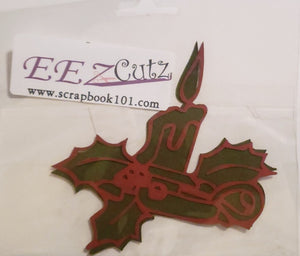 Eez cuts  - laser cut   - Christmas candle and Holly silhouette