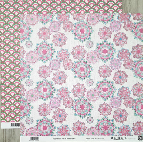 FabScraps Double Sided card stock paper 12 x 12 - Flower power and rainbow arches