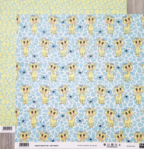 FabScraps Double Sided card stock paper 12 x 12 - craft Giraffe and giraffe spots