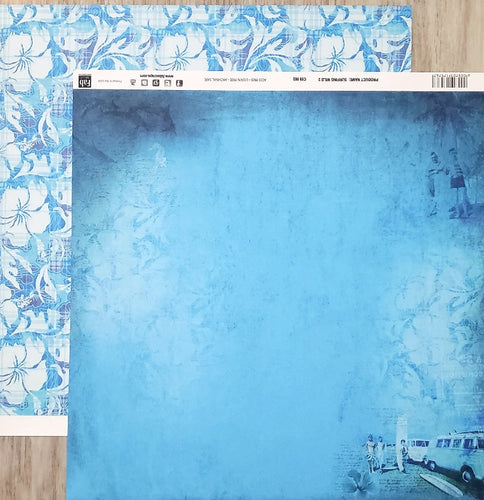 FabScraps Double Sided card stock paper 12 x 12 - surfing wild 2 - Hawaiian flowers