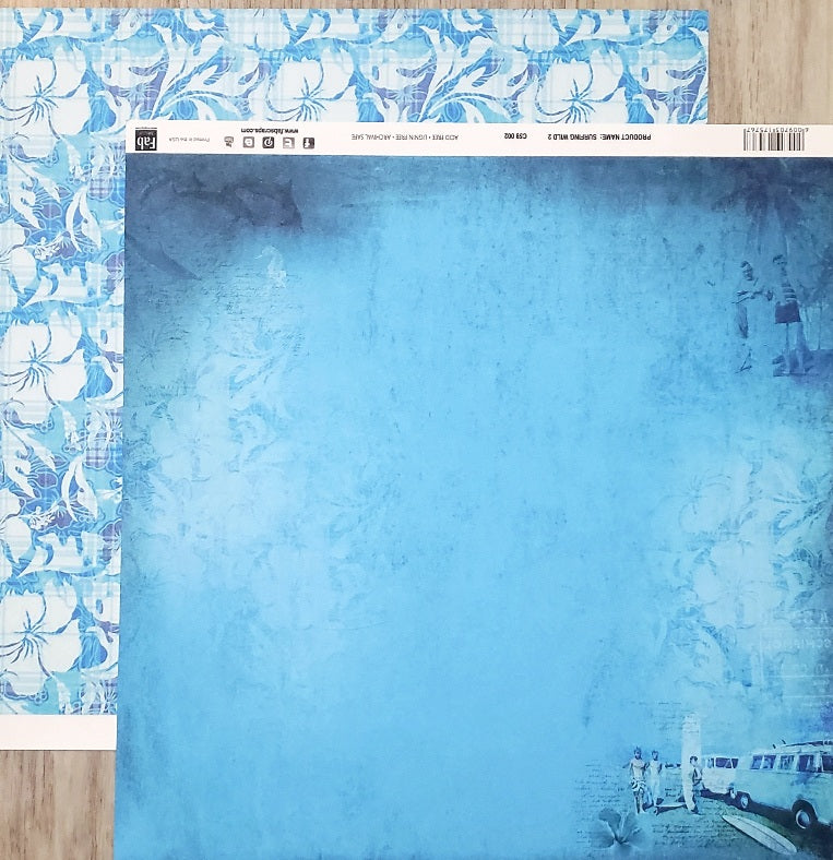 FabScraps Double Sided card stock paper 12 x 12 - surfing wild 2 - Hawaiian flowers