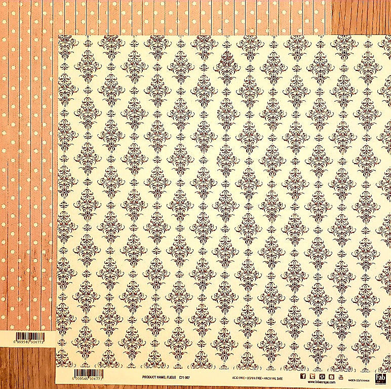 FabScraps Double Sided card stock paper 12 x 12 - Fleur