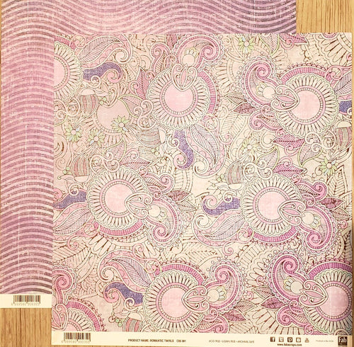 Fab scraps -  double Sided paper 12 x 12 - romantic twirls and waves