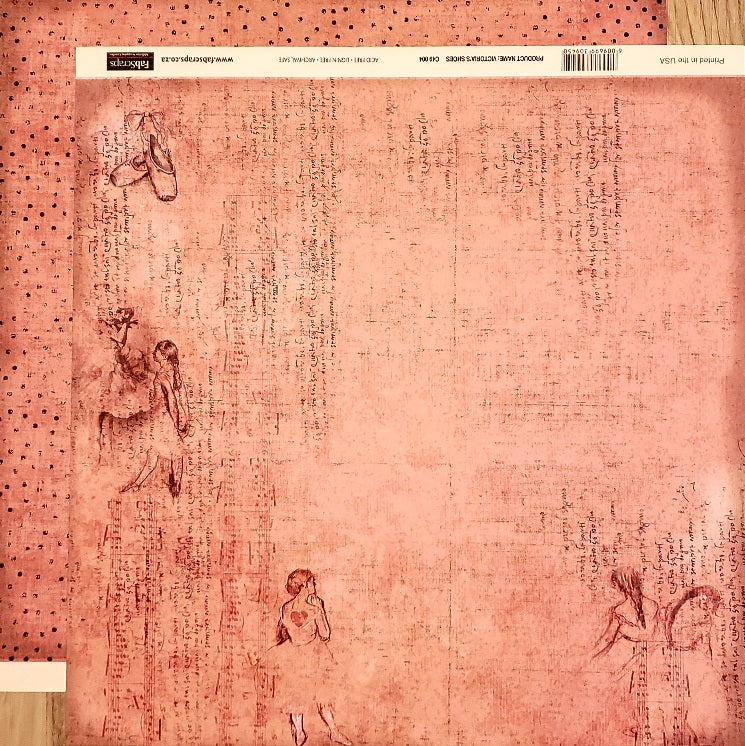 Fab scraps -  double Sided paper 12 x 12 - Victoria's shoes ballet and dots