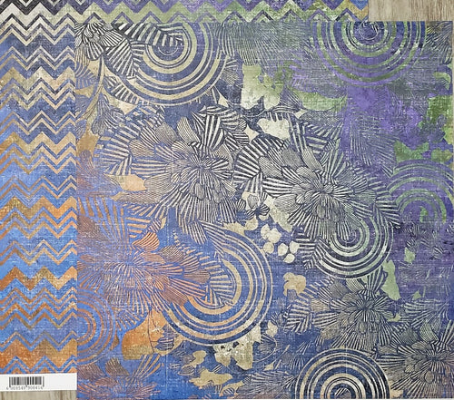 FabScraps Double Sided card stock paper 12 x 12 - retro flower - zig zag stripe