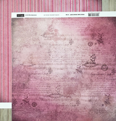 FabScraps Double Sided card stock paper 12 x 12 - organic script and stripe