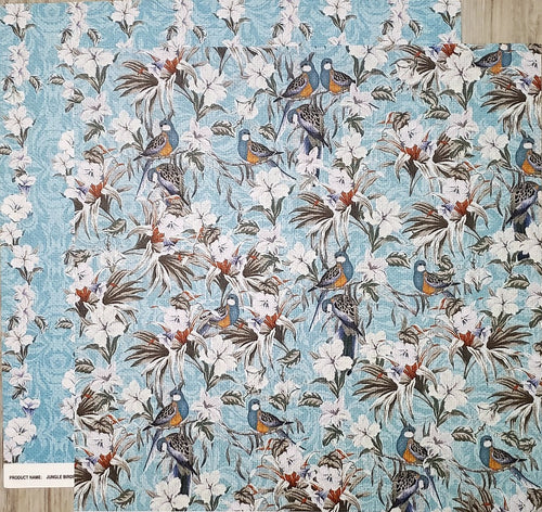 FabScraps Double Sided card stock paper 12 x 12 - Jungle Birds and flowers