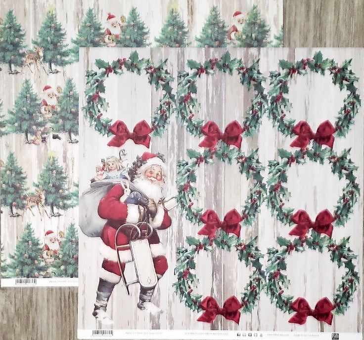 Fab scraps -  double Sided paper 12 x 12 - Dear Santa and Christmas trees