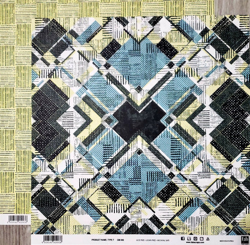 Fab scraps -  double Sided paper 12 x 12 - Type T - Teen pattern - check and weave