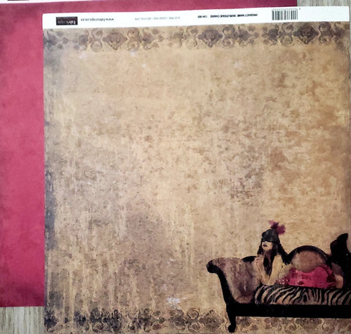 Fab scraps -  double Sided paper 12 x 12 - Burlesque chaise and raspberry distressed