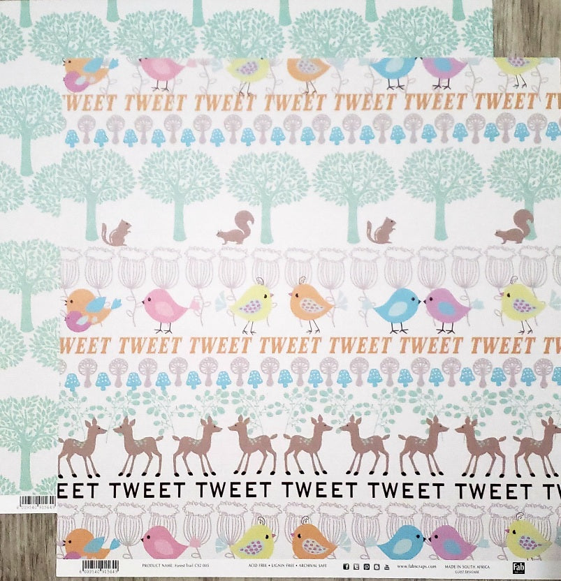 Fab scraps -  double Sided paper 12 x 12 - forest trail and summer trees
