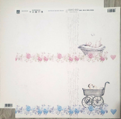 Fab scraps -  double Sided paper 12 x 12 - swirl baby boy and girl 8 x 8 card border (two cards)