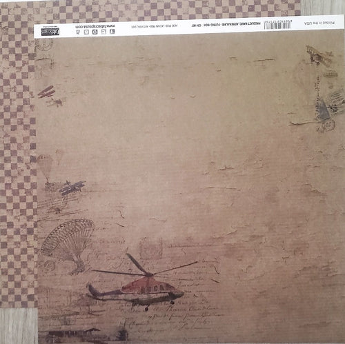 FabScraps Double Sided card stock paper 12 x 12 - Flying High - coast guard helicopter