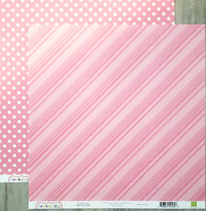 Echo park paper co - double sided paper cardstock 12 x 12 - dots & stripes Bubblegum pink