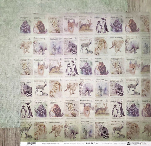 Fab scraps -  double Sided paper 12 x 12 - Endangered animals