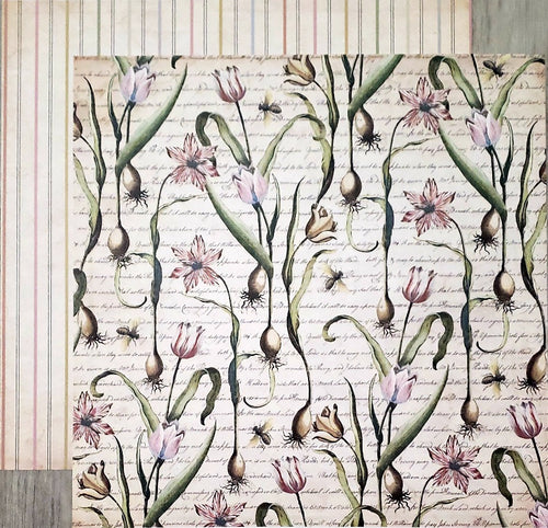 Fab scraps -  double Sided paper 12 x 12 - Floral Bulbs