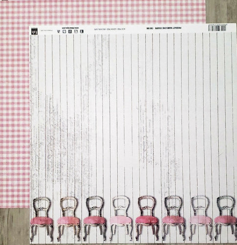 Fab scraps -  double Sided paper 12 x 12  - Chic Chairs and pink check gingham