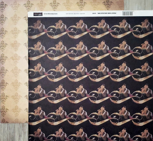 Fab scraps -  double Sided paper 12 x 12 - Burlesque swirl and flourish