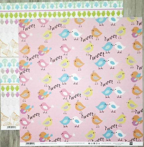 Fab scraps -  double Sided paper 12 x 12 - tweet tweet little birds