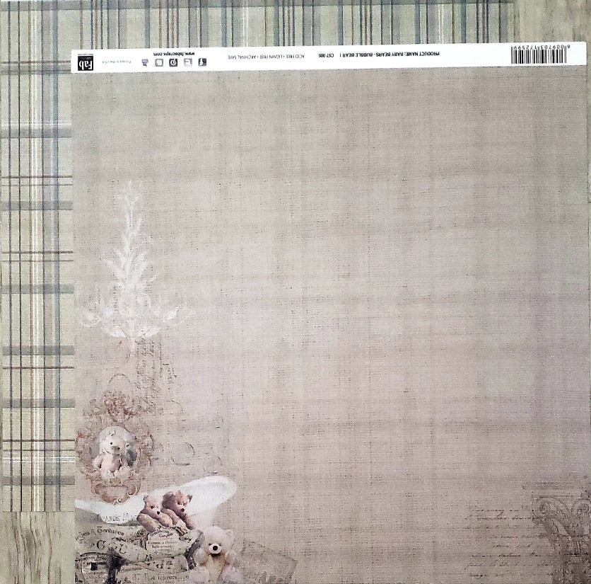 FabScraps Double Sided card stock paper 12 x 12 - Baby Bears - Bubble Bear 1