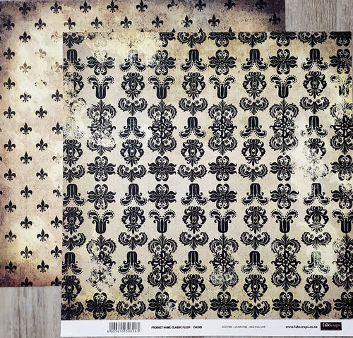 Fab scraps -  double Sided paper 12 x 12 - classic Fleur and flourish