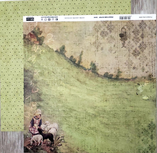 FabScraps Double Sided card stock paper 12 x 12 - Bo peep Animals and dots