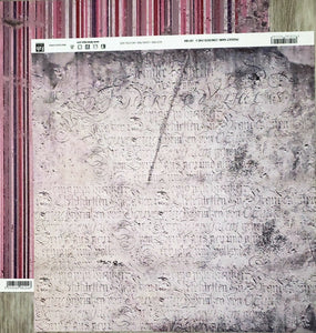 Fab scraps -  double Sided paper 12 x 12 - Concrete Chic words and pink stripe