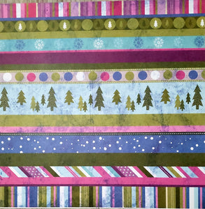 Karen Foster -  single Sided paper 12 x 12 -  christmas / winter border stripes
