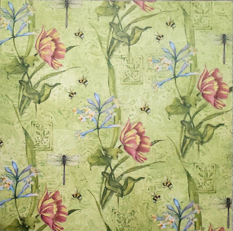 Karen Foster -  single Sided paper 12 x 12 - wild flowers and bees