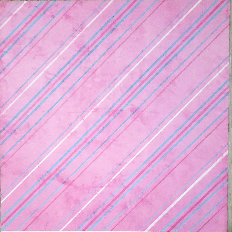 Karen Foster -  single Sided paper 12 x 12 -  pink stripe