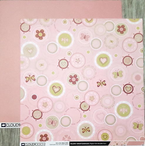 Cloud 9 designs Colorbok  - double sided paper 12 x 12 - baby girl pink