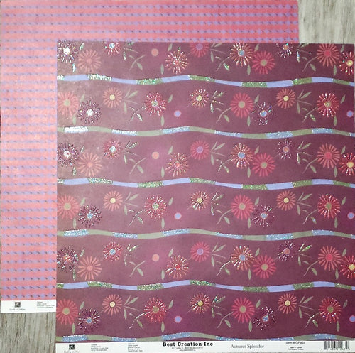 Best Creations - double sided glitter paper 12 x 12 - autumn splendor flowers and pumpkins
