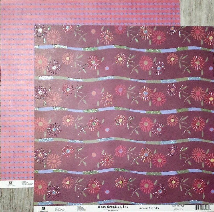 Best Creations - double sided glitter paper 12 x 12 - autumn splendor flowers and pumpkins