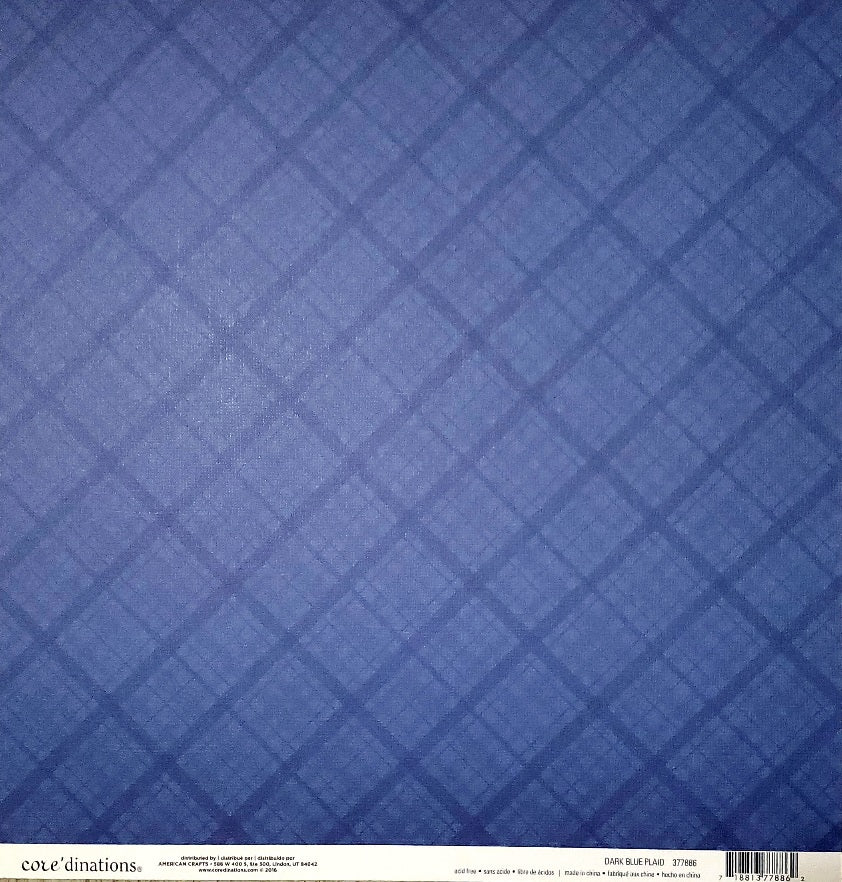 Core'dinations - single sided paper 12 x 12 - dark blue plaid