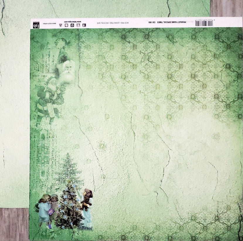 Fab scraps -  double Sided paper 12 x 12  - Special Times Christmas Santa and green