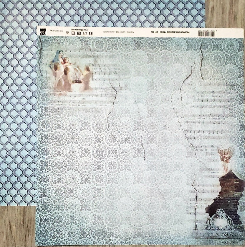 Fab scraps -  double Sided paper 12 x 12  - Blessed times and blue patterns