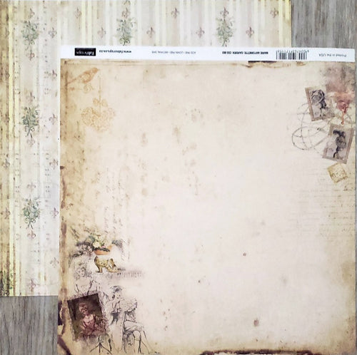 Fab scraps -  double Sided paper 12 x 12  - Antoinette garden and flower wallpaper