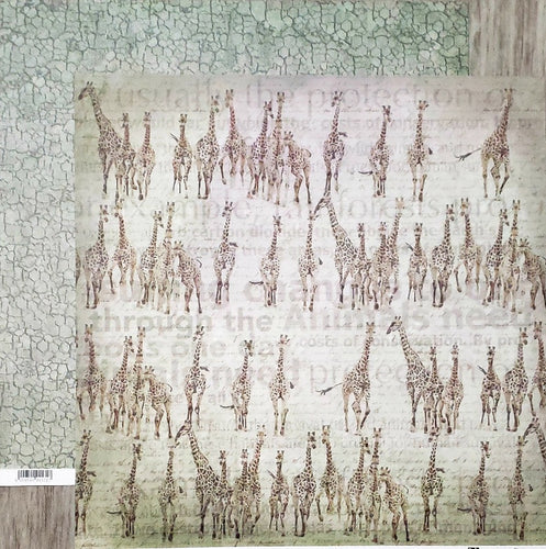 Fab scraps -  double Sided paper 12 x 12 - survival Giraffe and cracked mud