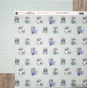 Fab scraps -  double Sided paper 12 x 12  - royal teddy bear and green dot