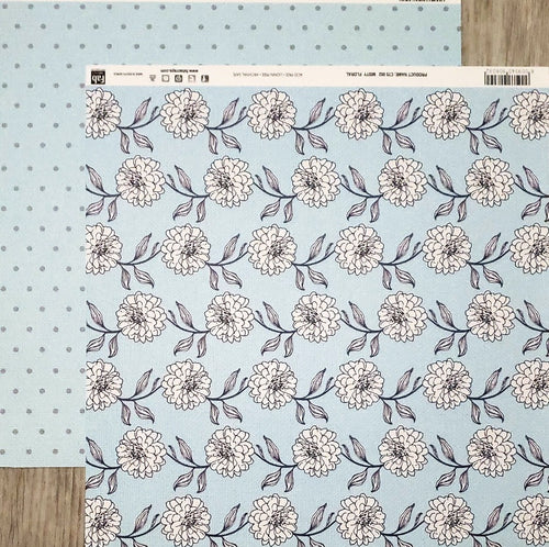 Fab scraps -  double Sided paper 12 x 12 - Misty floral and blue grey dots
