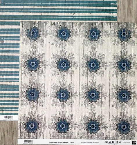 Fab scraps -  double Sided paper 12 x 12  - big bell seahorse 2 flowers and stripes