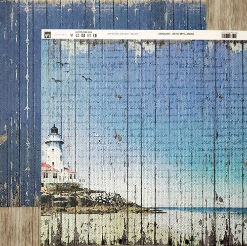 Fab scraps -  double Sided paper 12 x 12 - lighthouse 1 and weathered blue wood