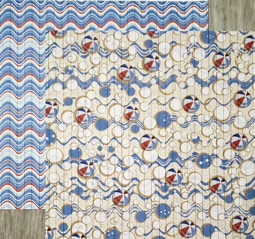 Fab scraps -  double Sided paper 12 x 12 - Beach ball bubbles and waves