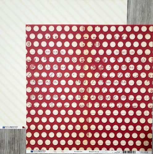 Bazzill Basics  - double sided paper 12 x 12 -  recipt dots Beach house