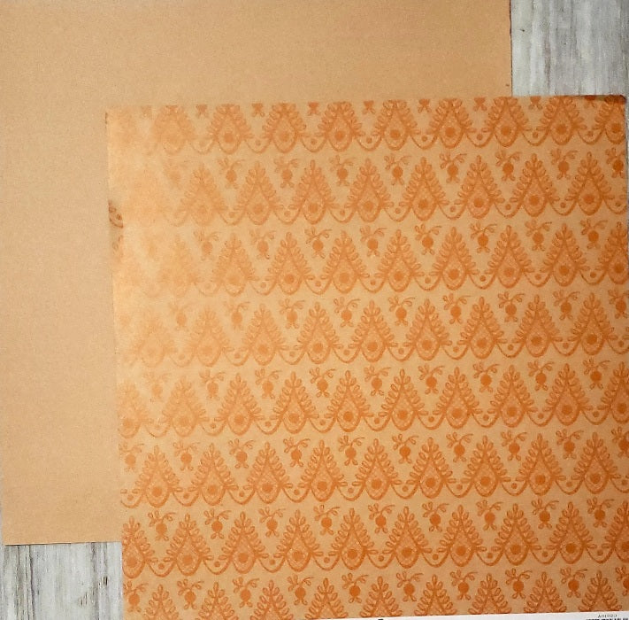 Anna Griffin  - double sided paper 12 x 12 -  orange floral and kraft