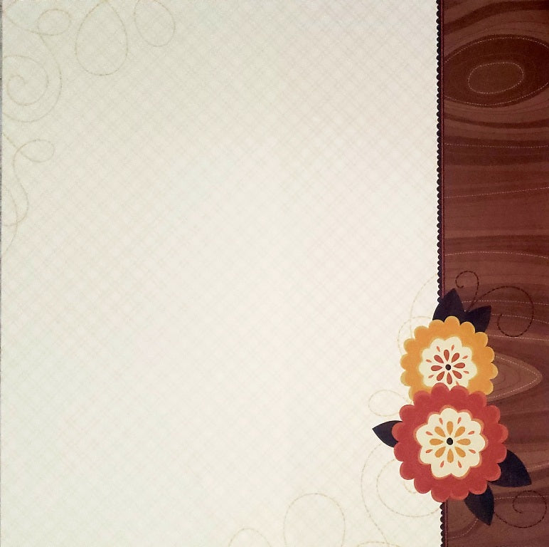 Karen Foster -  single Sided card stock paper 12 x 12 - fall flower border