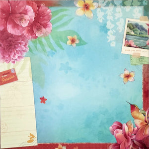 Karen Foster -  single Sided card stock paper 12 x 12 - paradise vacation floral